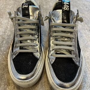 P448 Black and Silver Men's Sneakers